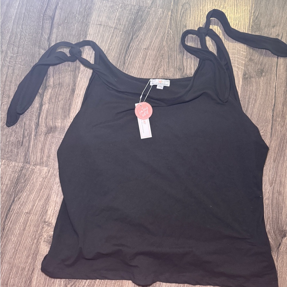 Women's Black Tie-Shoulder Tank Top - Classic Summer Staple